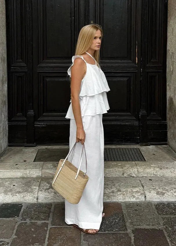 Natalie Flowy Ruffle Wide Leg Pants Set