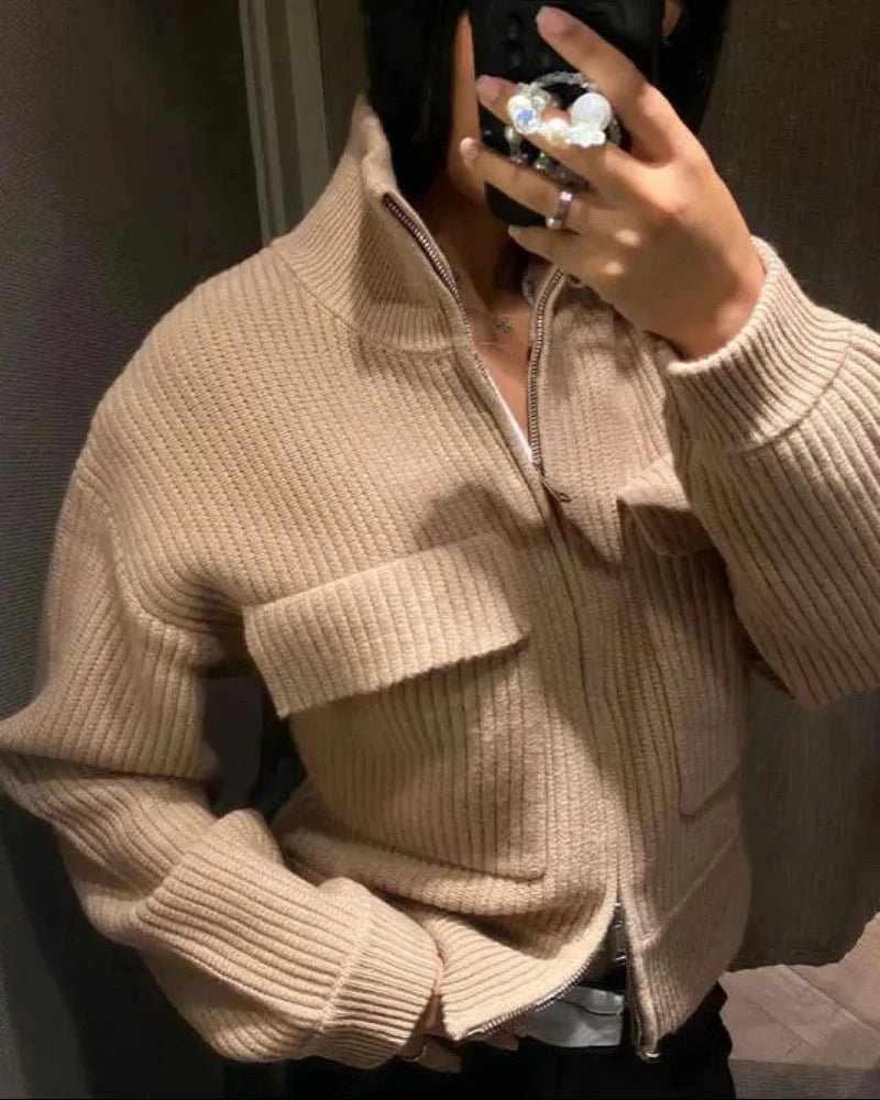 SOKYND Agatha Ribbed Knit Cardigan CardiganSOKYND-492375-BRO-S-57175BrownS