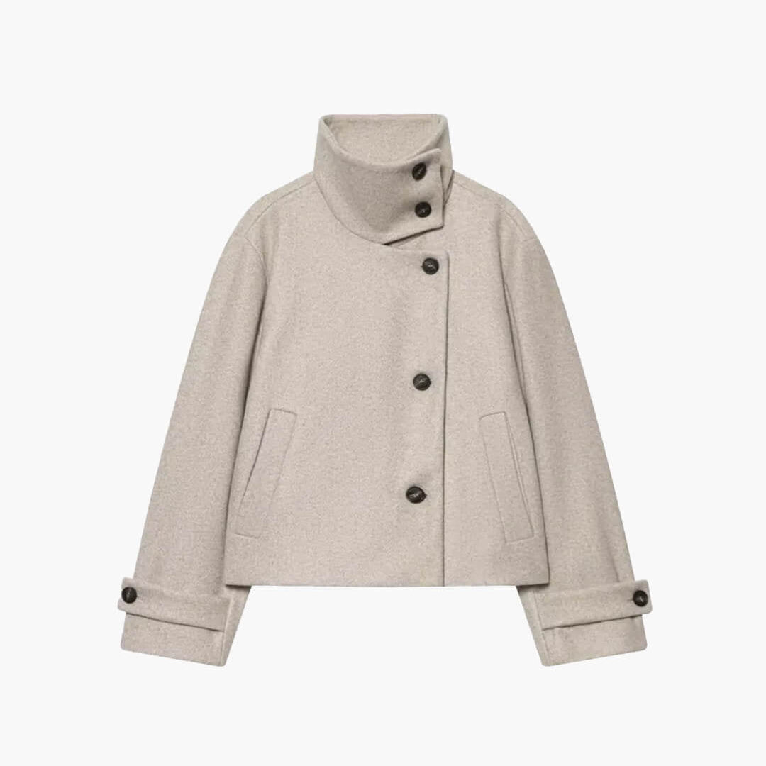 SOKYND Alice Rose Buckle Stand Collar Coat CoatSOKYND-539863-BEI-XS-62871BeigeXS