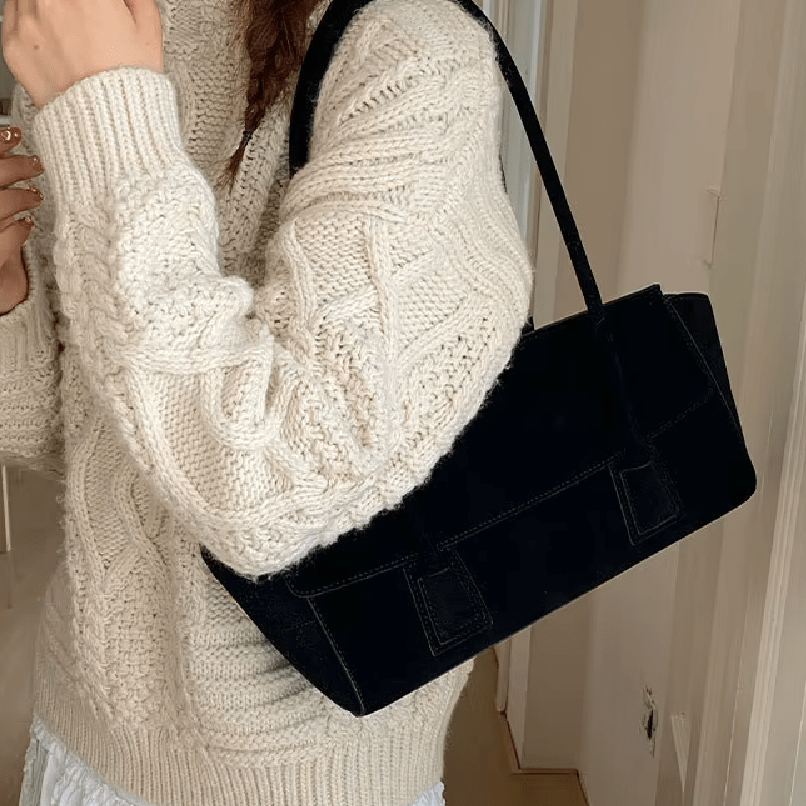 SOKYND Alicia Vintage Faux Suede Shoulder Bag BagSOKYND-129943-BLA-OS-72759Black
