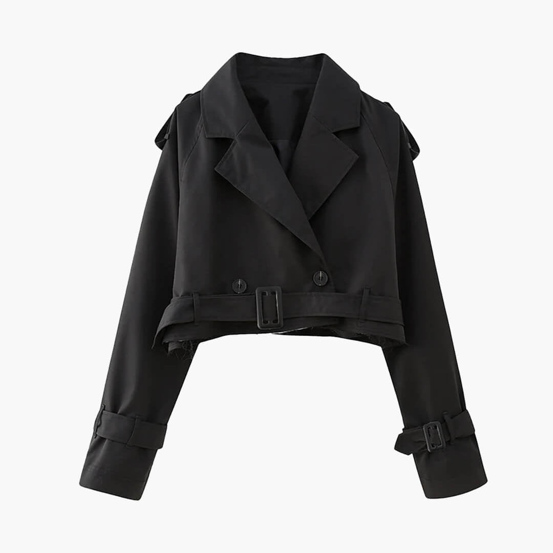 SOKYND Althea Cropped Trench Coat with Belt Coats & Jackets1005009920991316-;Eh1774570740403854032BlackXS