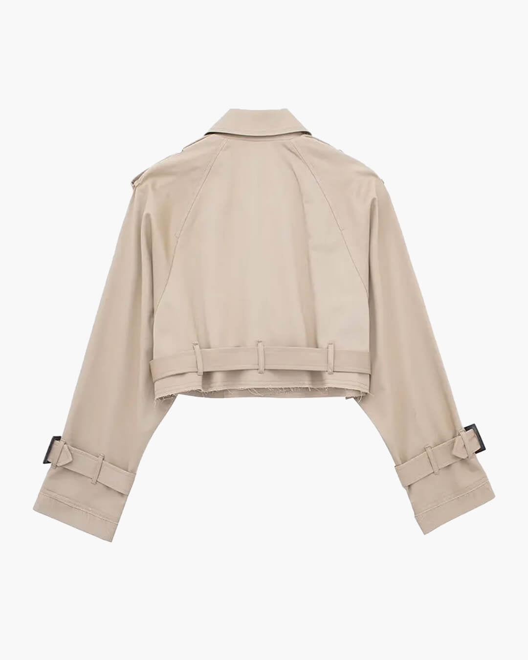 SOKYND Althea Cropped Trench Coat with Belt in Khaki