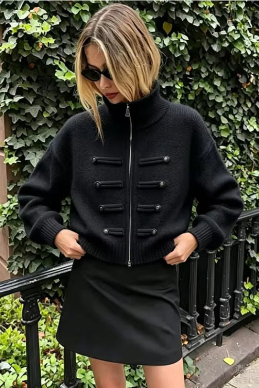 SOKYND Amelia Turtleneck Zip Knit Cardigan CardiganSOKYND-168535-BLA-O-54711BlackOne size