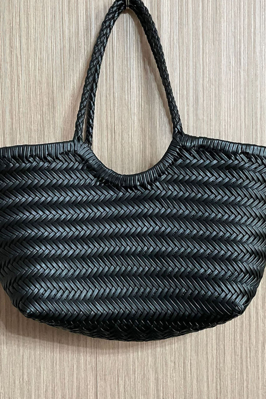 SOKYND Aneta Woven Leather Tote Bag BagsBlackS