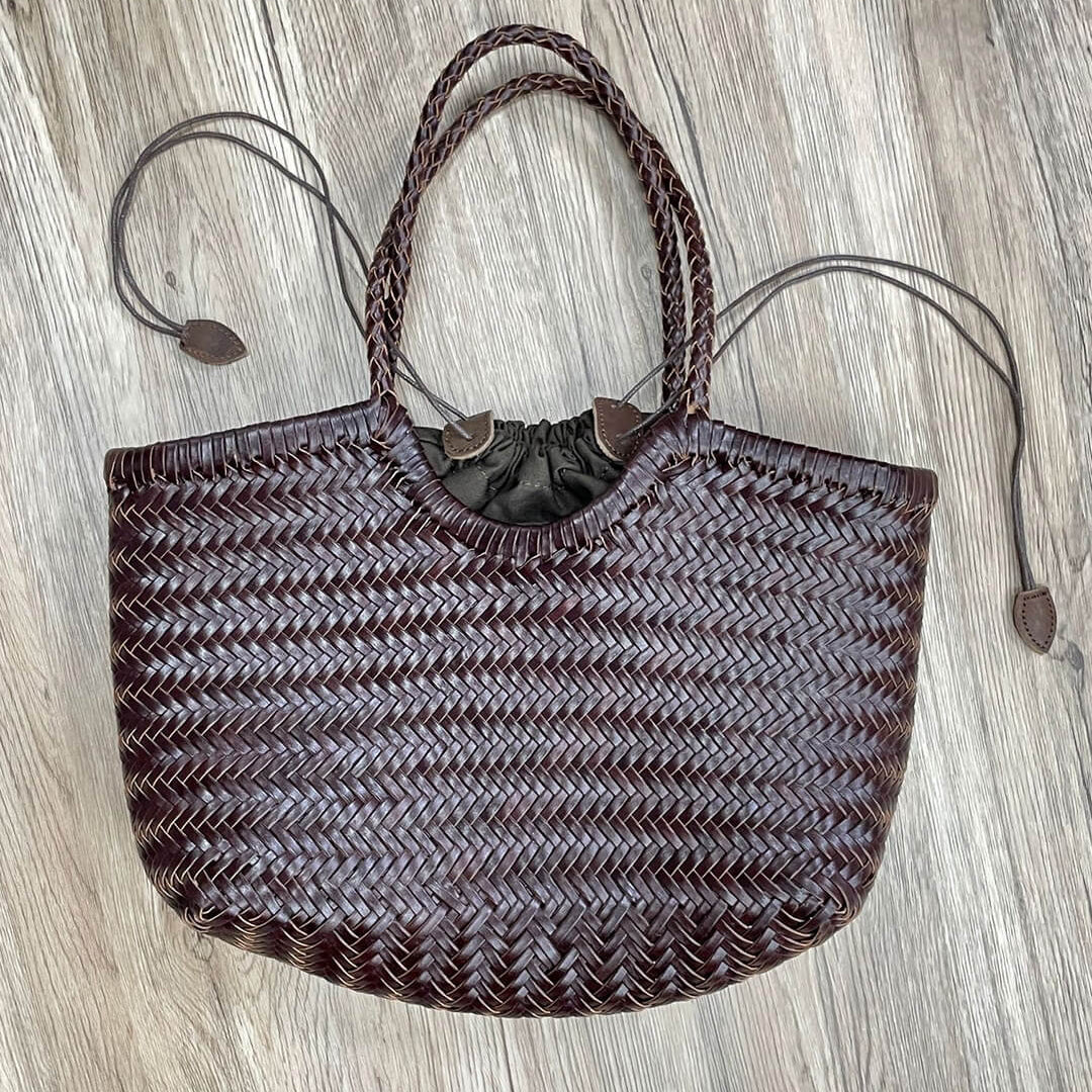 SOKYND Aneta Woven Leather Tote Bag HandbagsSOKYND-481047-BRO-S-72951BrownSmall