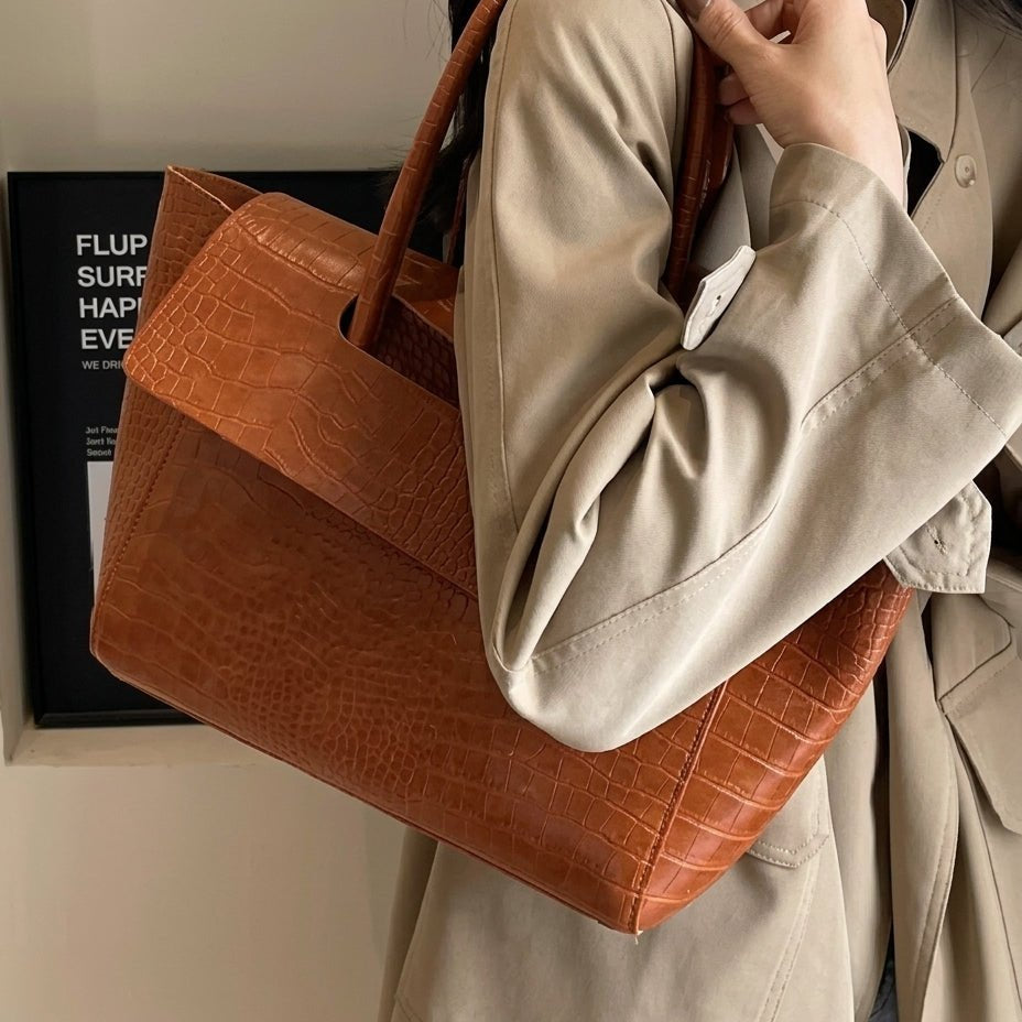 SOKYND Anna Embossed Leather Tote BagSOKYND-379223-BRO-OS-30007Brown