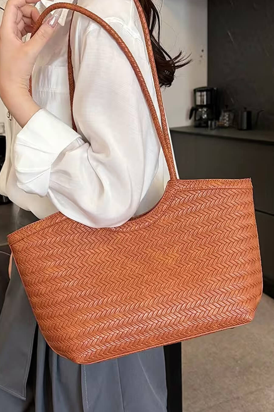 SOKYND Anna Woven Faux Leather Bag BagsuR1774219786661601561BlackRegular