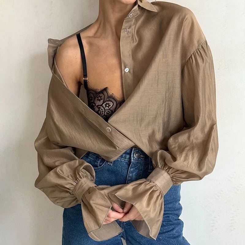 SOKYND Arabella Long Sleeve Sheer Blouse TopsSOKYND-260695-BRO-M-49463BrownM