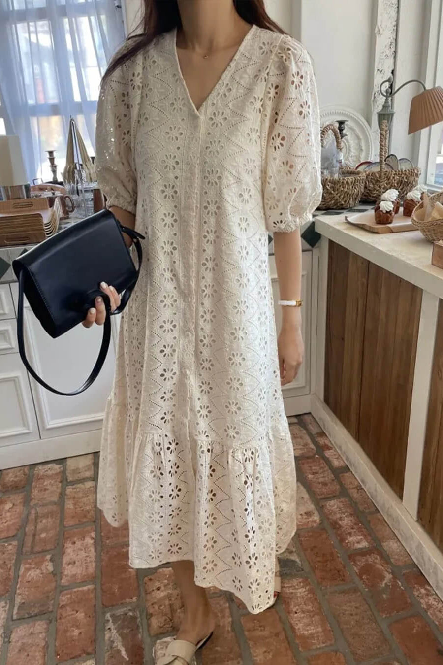 SOKYND Aurore V - Neck Embroidered Maxi Dress DressXS