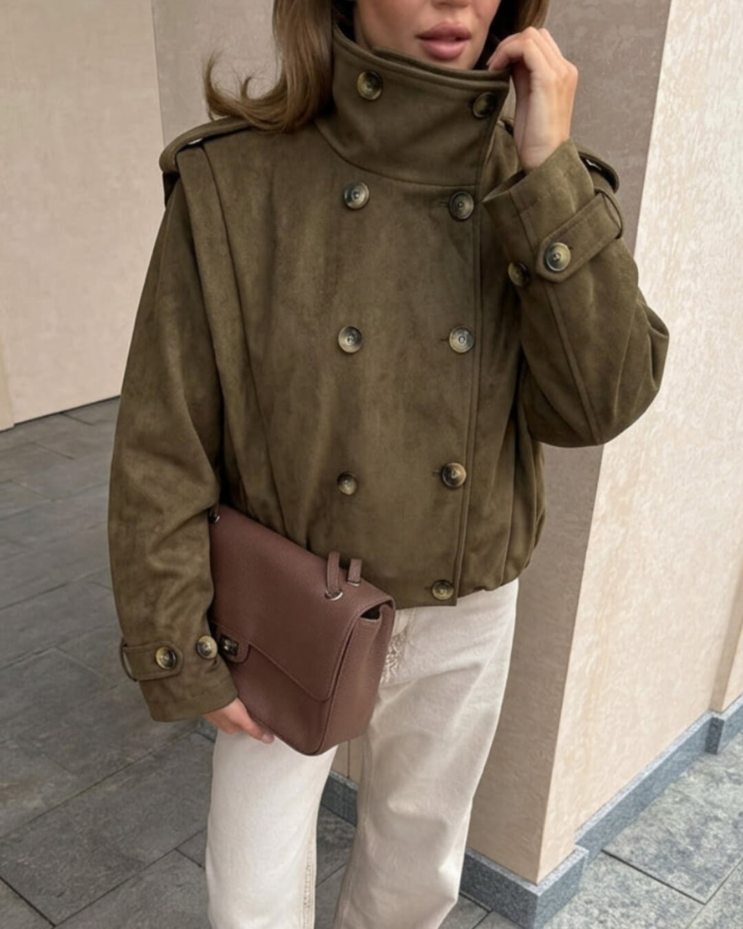 SOKYND Belinda Retro Faux Suede Cropped Trench JacketSOKYND-205527-S-OS-49911S