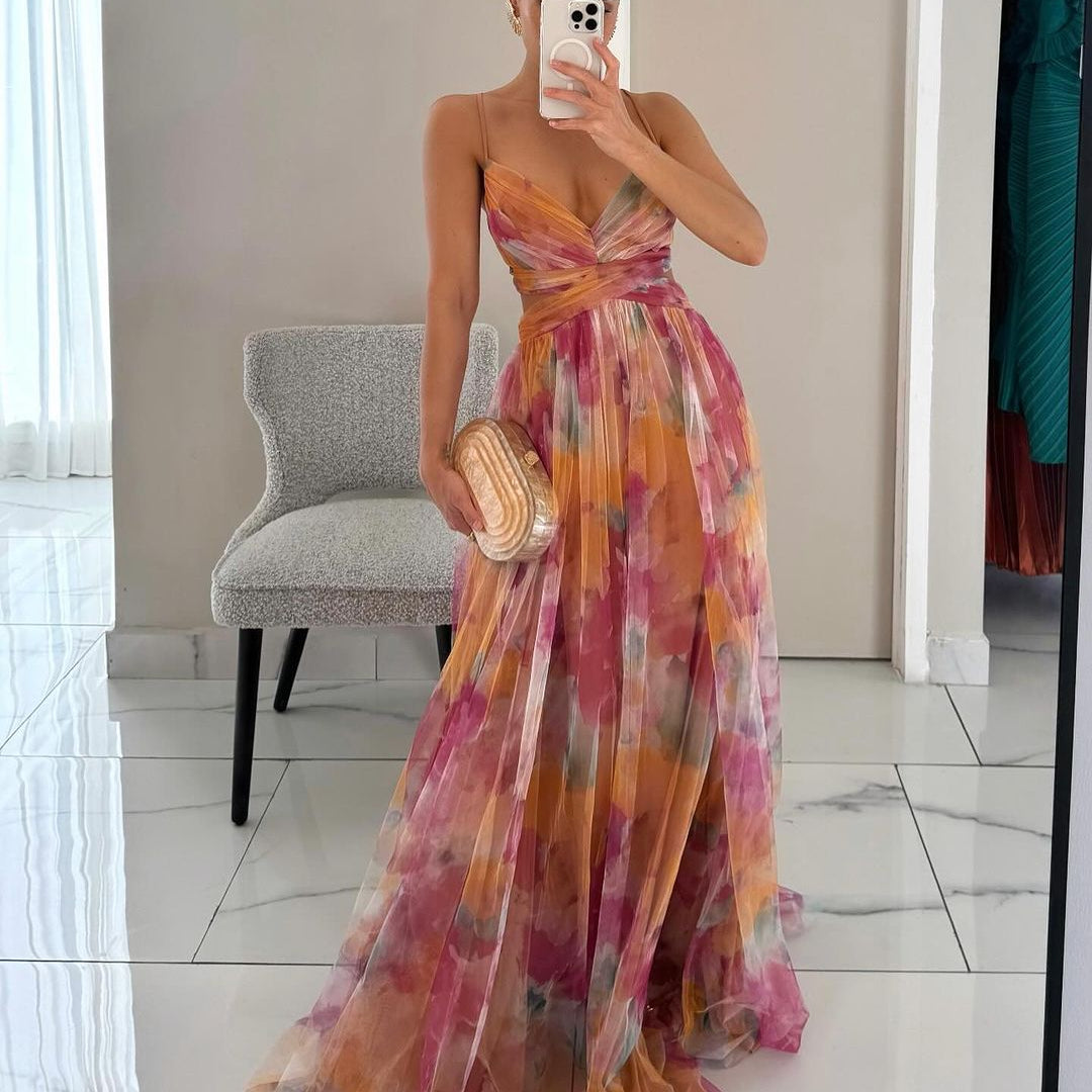 SOKYND Briony Floral Mesh Maxi Dress DressSOKYND-739799-ORA-XS-29719OrangeXS