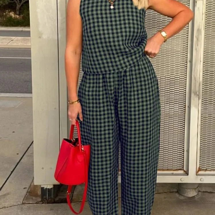 SOKYND Camille Plaid Sleeveless Vest Set Matching SetsSOKYND-709207-BLU-S-62167BlueS