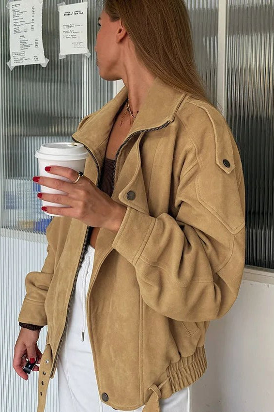 SOKYND Carla Faux Suede Oversized Bomber Jacket JacketSOKYND-331735-CAM-L-79511CamelL
