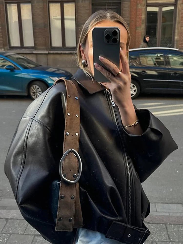 SOKYND Carlotta Vegan Leather Jacket in Black