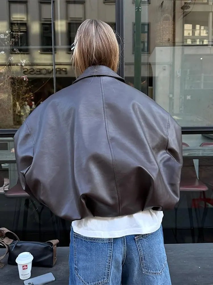 SOKYND Carlotta Vegan Leather Jacket in Brown