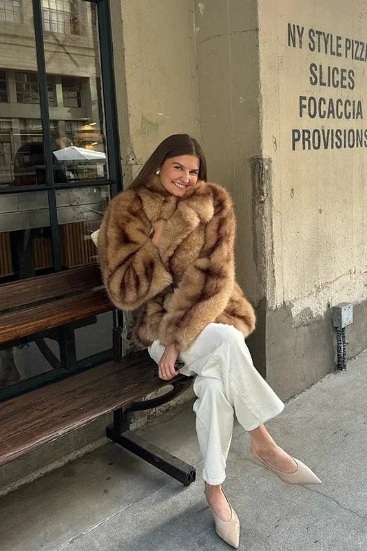 SOKYND Cattleya Faux Fur Coat Coats & JacketsLa1767356248747021669BrownL