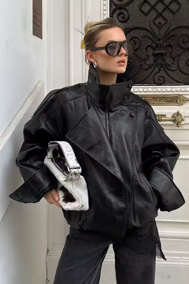 SOKYND Emma Asymmetric Button Pocket Jacket Coats & JacketsBlackL