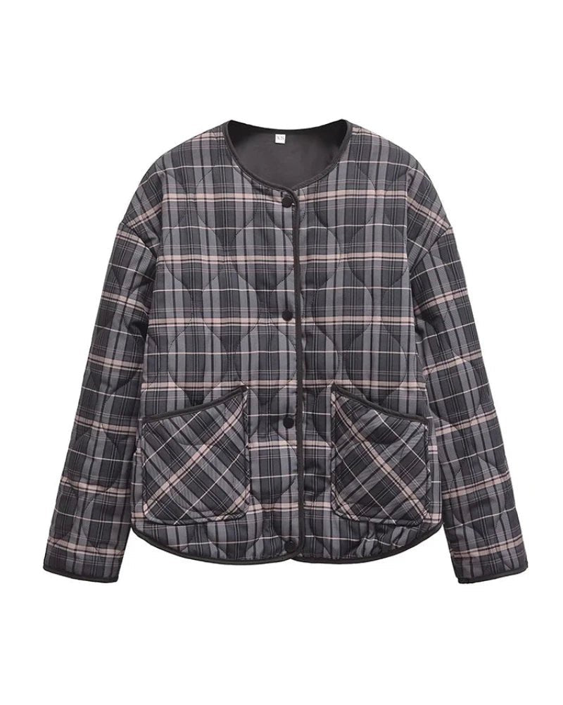 SOKYND Evelyn Plaid Padded Jacket JacketSOKYND-257367-BRO-S-13367Brown PlaidS