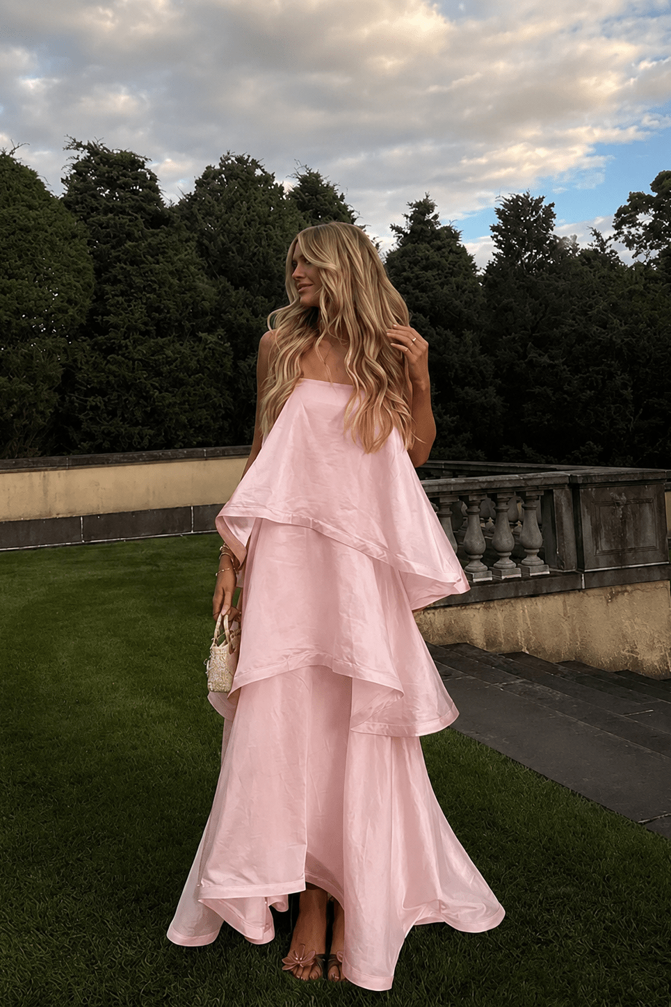 SOKYND Fallon Layered Ruffle Maxi Dress DressSOKYND-624919-PIN-S-82199PinkS
