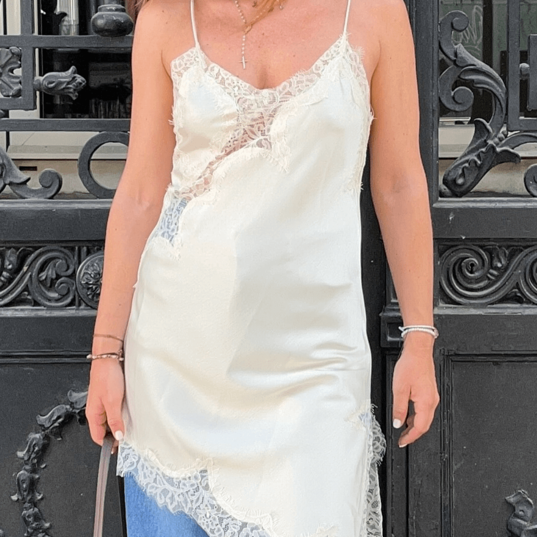 SOKYND Gemma Asymmetric Satin Lace Midi Dress DressSOKYND-663959-WHI-XS-12567WhiteXS