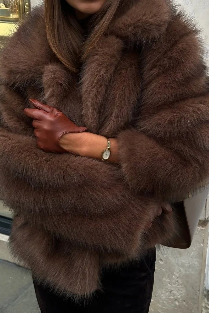 SOKYND Gillian Faux Fur Short Coat Coats & JacketsxI1767625273834129470SBrown