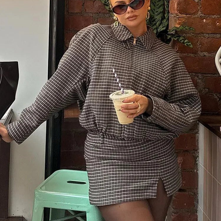 SOKYND Hannah Houndstooth Zip Jacket Matching SetsSOKYND-474583-SUI-XS-99351Suit - Jacket + SkirtXS
