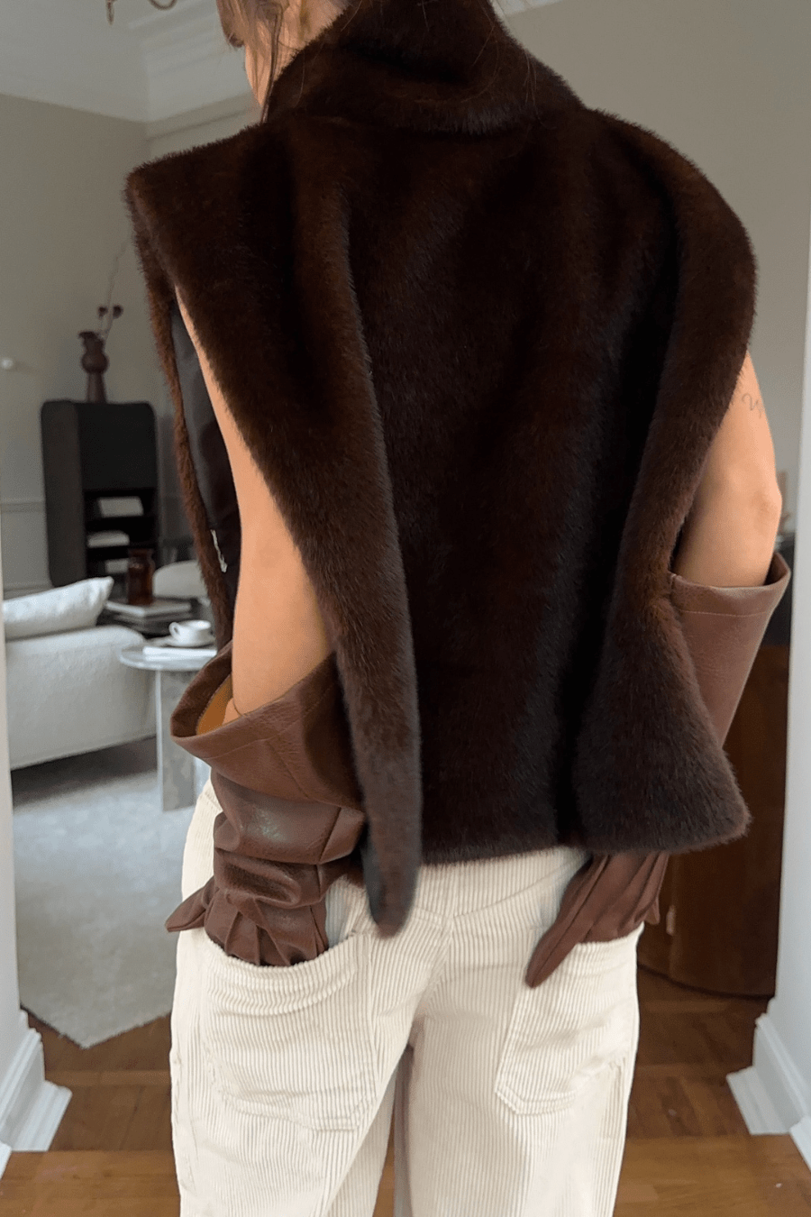 SOKYND Ivonne Faux Fur Turtleneck Vest Vestsdb1767625273836282471BrownS