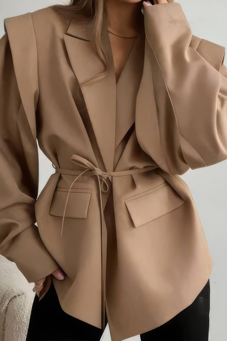 SOKYND Jacinta Wide Sleeve Belted Blazer Coats & JacketsCamelS