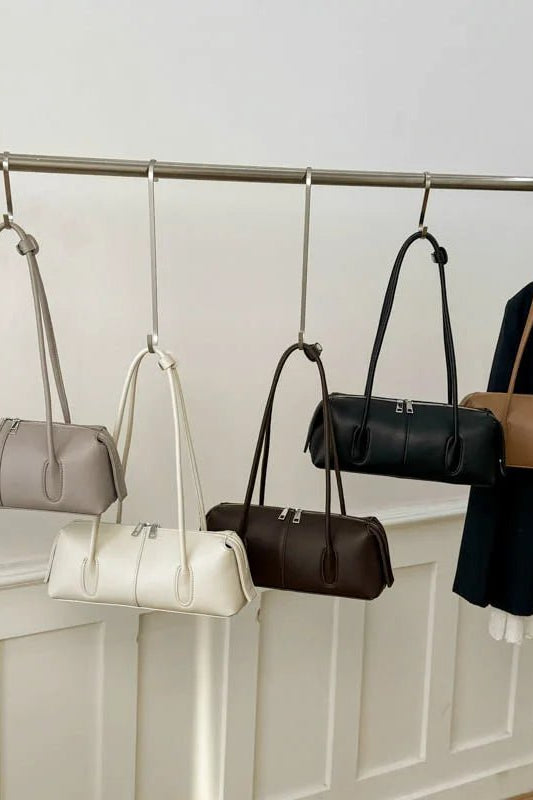 SOKYND Jessica Cylindrical Leather Shoulder Bag BagSOKYND-703639-TAU-OS-45623Taupe-Grey