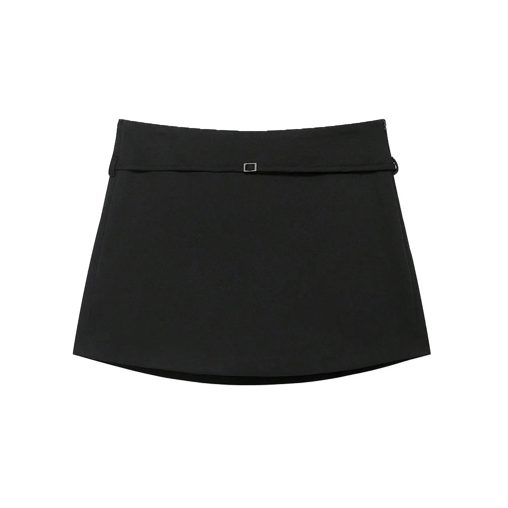 SOKYND Joanna Side Zip Skort Belt Details ShortsCoffeeXS