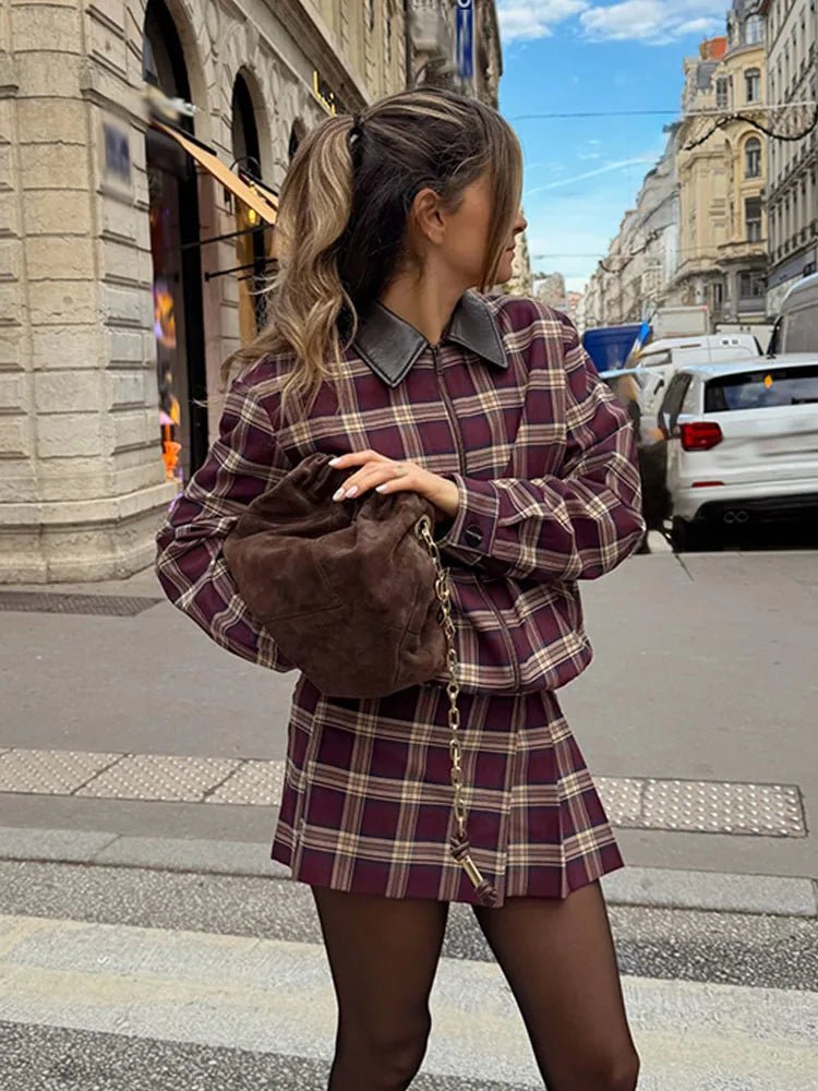 SOKYND Julia Check Bomber & Skort Set Matching SetsSOKYND-326551-JAC-S-64279Jacket OnlyS