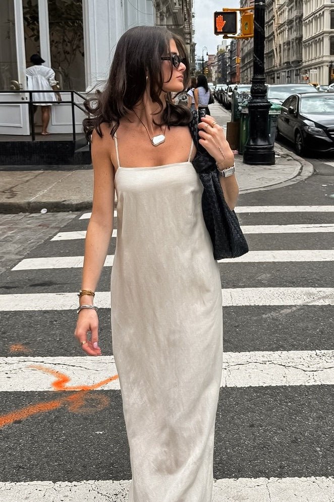 SOKYND Julia Linen-Cotton Loose Maxi Dress in Cream