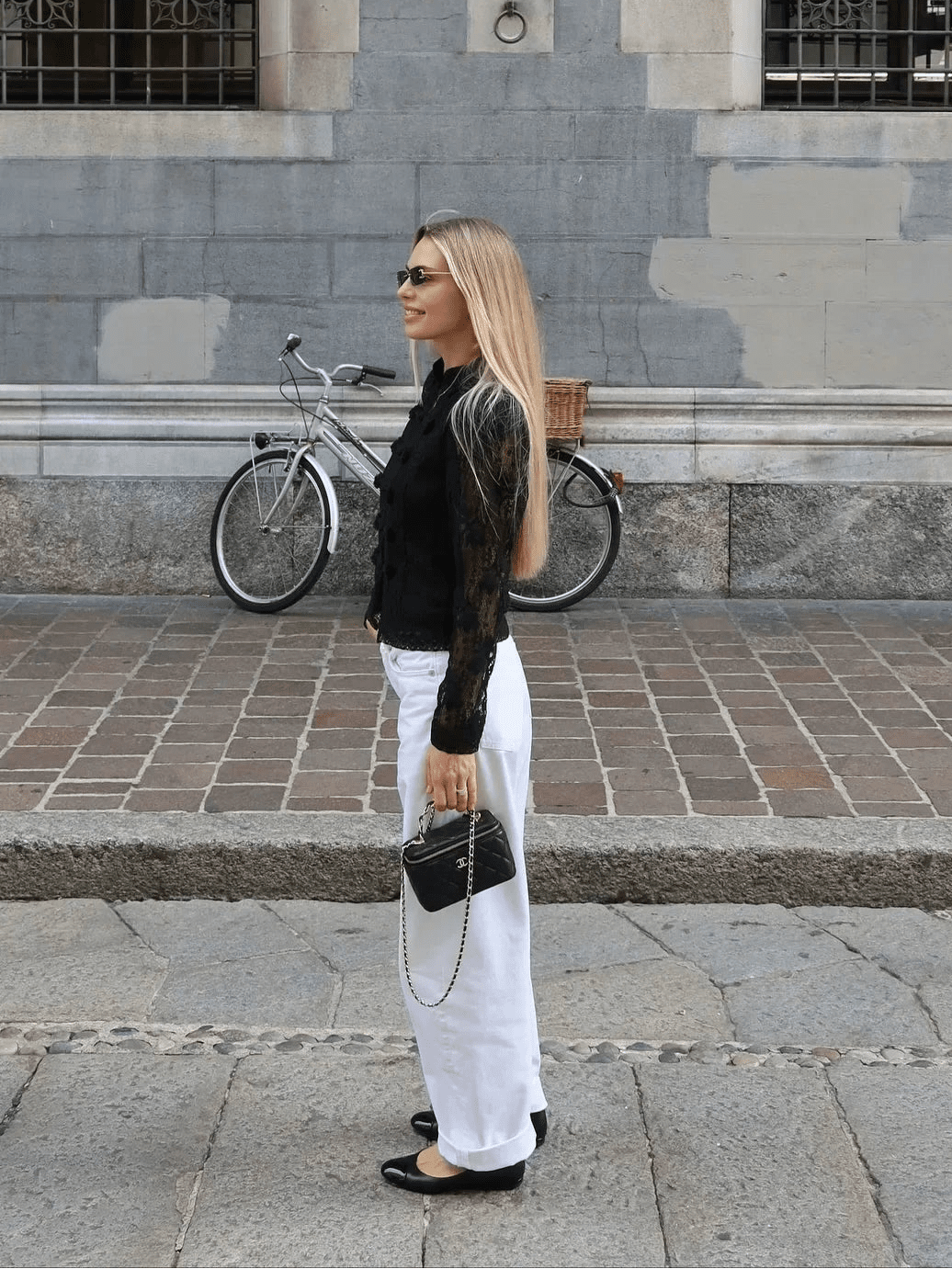 SOKYND Karina Puff Sleeve Lace Blouse in Black