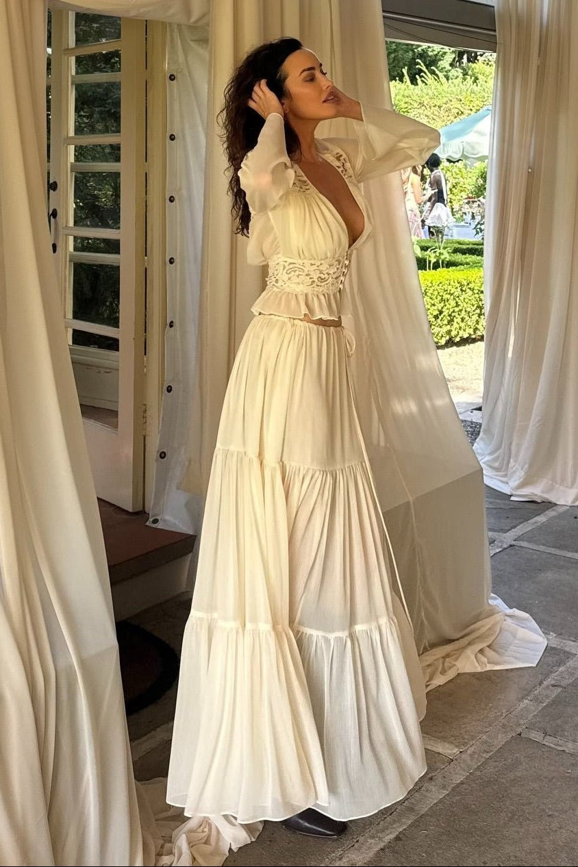 SOKYND Laetitia Lace V-Neck Maxi Skirt Set Matching SetsSOKYND-918487-M-OS-66007M