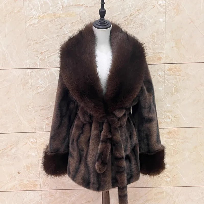 SOKYND Leslie Faux Fur Coat in Coffee