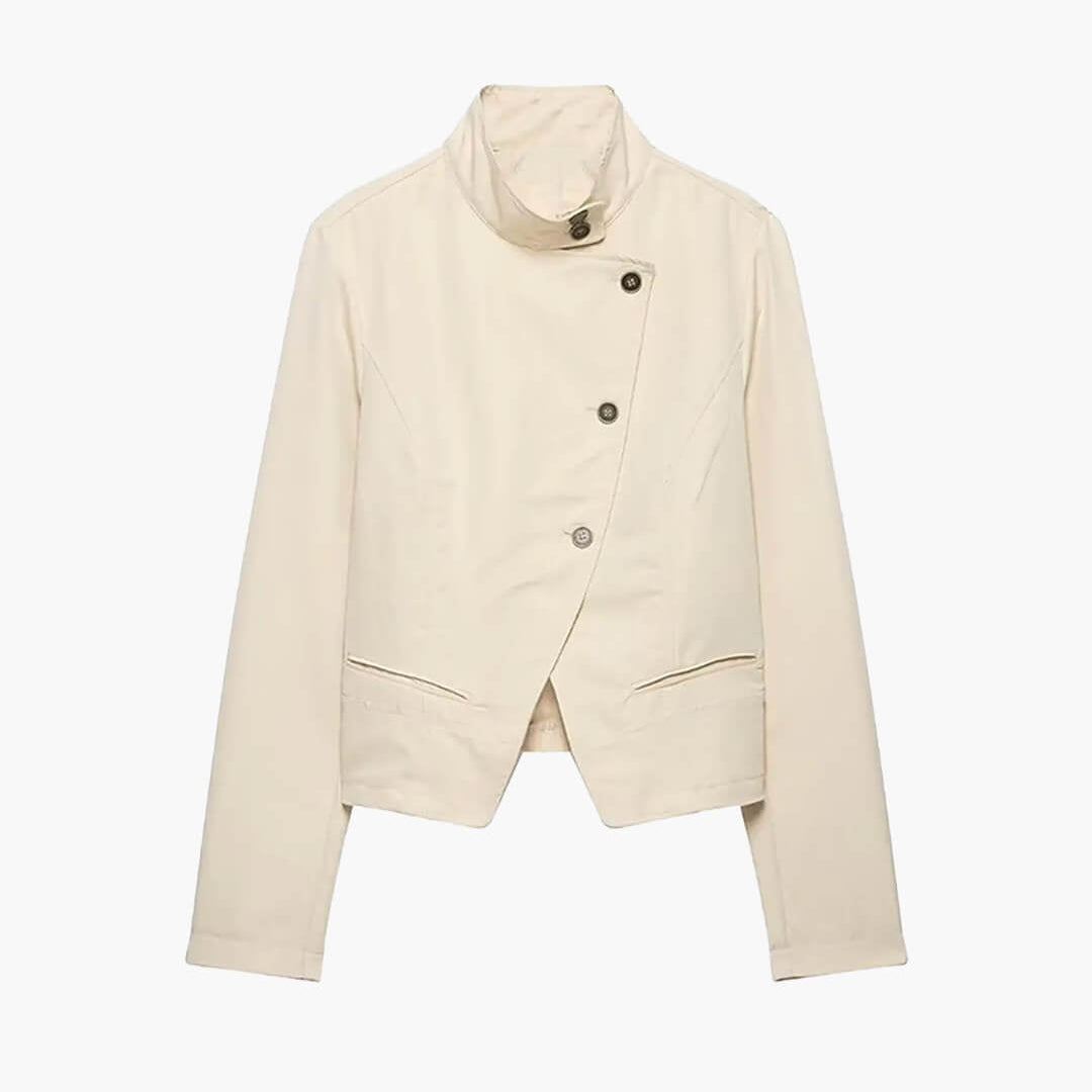 SOKYND Linda Double-Breasted Funnel Neck Blazer BlazerSOKYND-474583-BEI-XS-99319BeigeXS