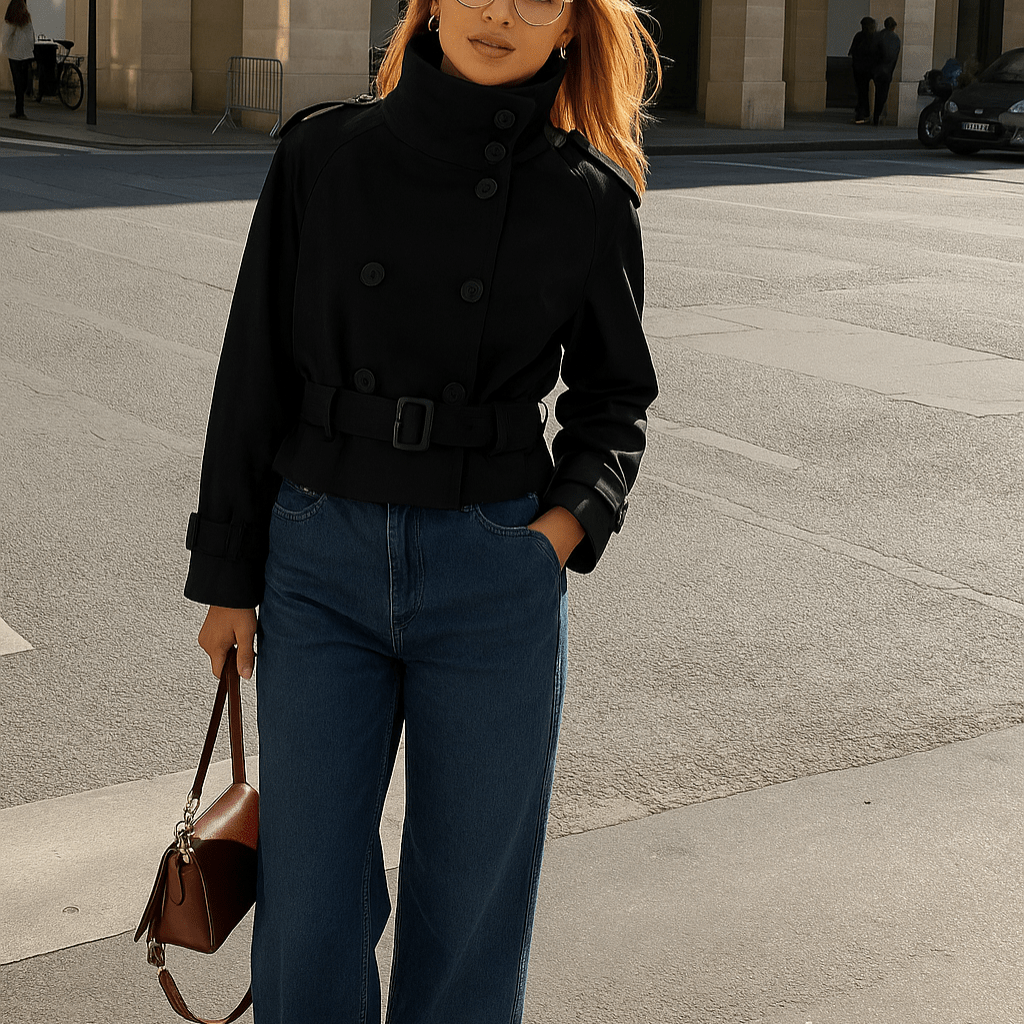 SOKYND Lisette Cropped Trench Coat Coats & JacketshX1767625273838437891BlackXS