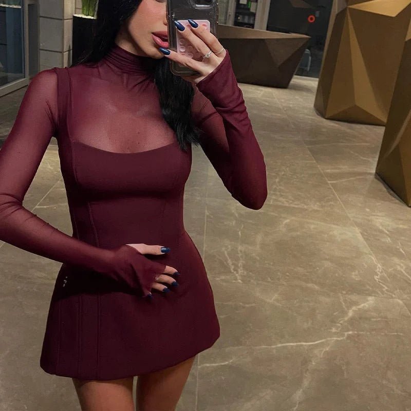 SOKYND Mary Sheer Mesh Flared Mini Dress DressSOKYND-970263-S-OS-64087S
