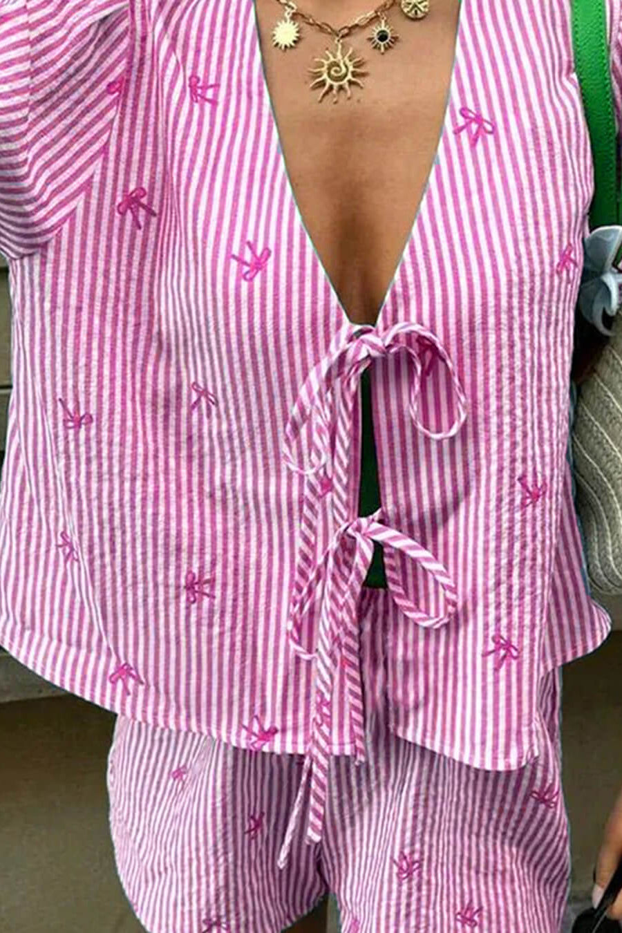SOKYND Megan Striped Tie-Front Set Matching SetsSOKYND-252311-PIN-M-17015Pink SetM