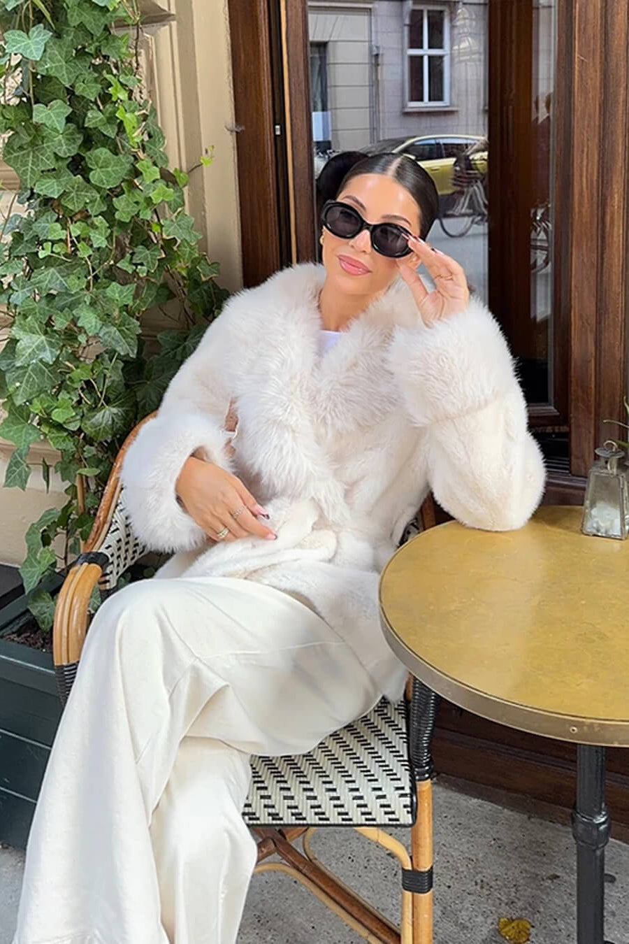SOKYND Miriam Faux Fur Trim Coat CoatSOKYND-365143-WHI-S-88311WhiteS
