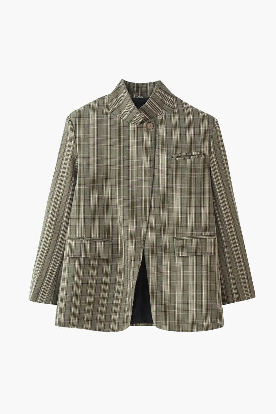 SOKYND Miriam Plaid Stand Collar Blazer JacketSOKYND-167895-BRO-S-55223BrownS