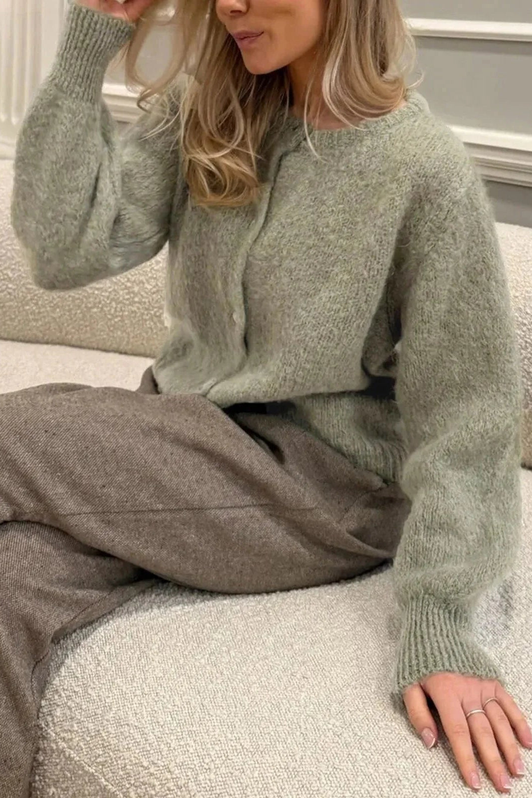 SOKYND Nadia Oversized Fuzzy Knit Cardigan CardiganSOKYND-650519-OLI-S-80343OliveS