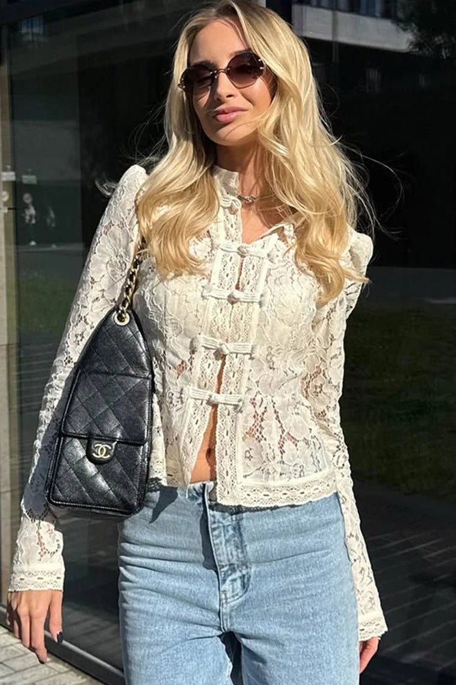 SOKYND Nicole Long Sleeve Lace Blouse Tops1005009268939981-;Wk1772479402477993212BeigeS