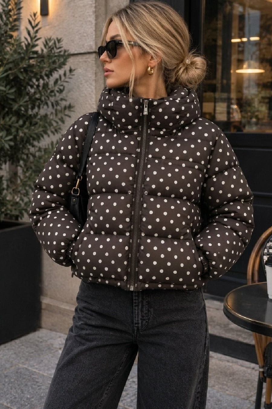 SOKYND Nora Polka Dot Cropped Puffer Jacket JacketSOKYND-588503-XS-OS-20695XS