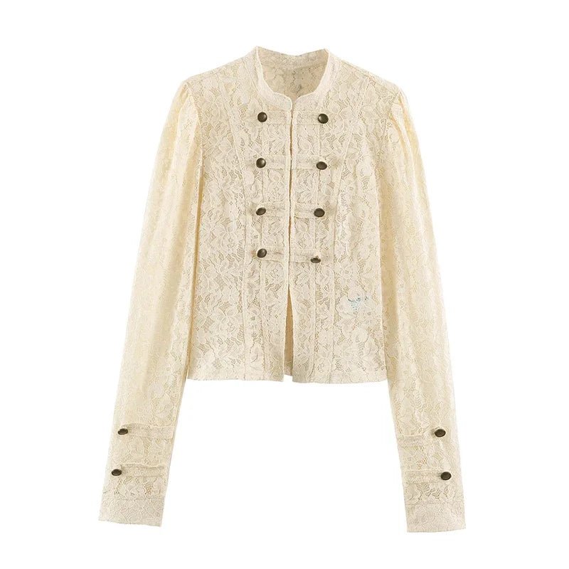 SOKYND Nora Sheer Lace Patchwork Jacket JacketSOKYND-542103-BEI-M-11223BeigeM