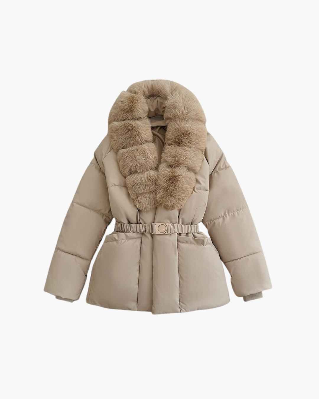 SOKYND Octavia Belted Faux Fur Collar Quilted Parka CoatSOKYND-235799-BEI-M-40695BeigeM
