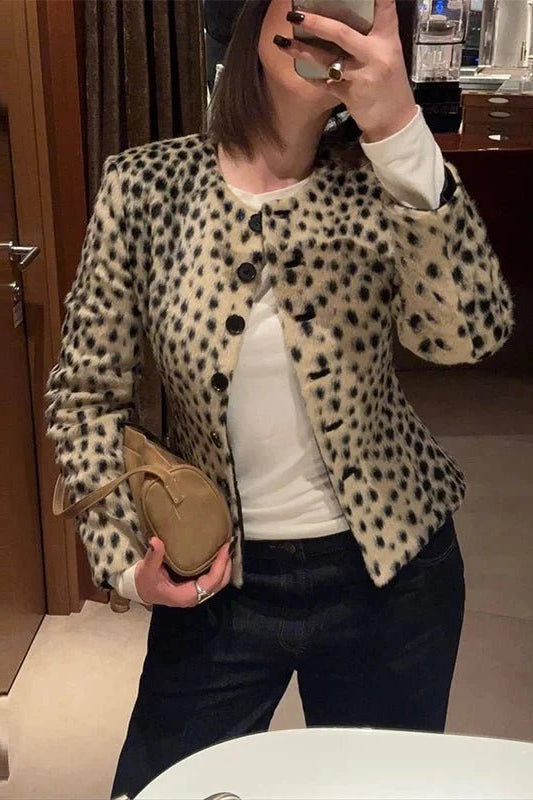 SOKYND Rose Leopard Faux Fur Cropped Jacket JacketSOKYND-698967-M-OS-80759M
