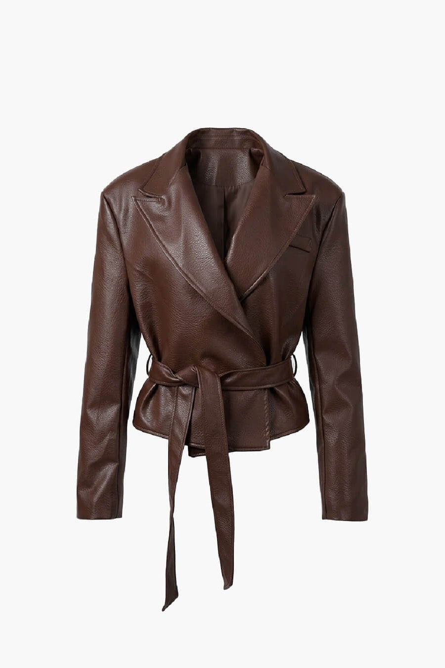 SOKYND Ruth Lace-Up Faux Leather Blazer Jacket JacketSOKYND-384855-BRO-M-20151BrownM