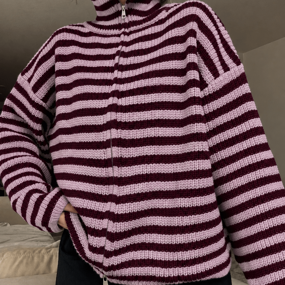 SOKYND Sarah Striped High-Neck Knit Sweater SweaterSOKYND-932951-PIN-S-89143S