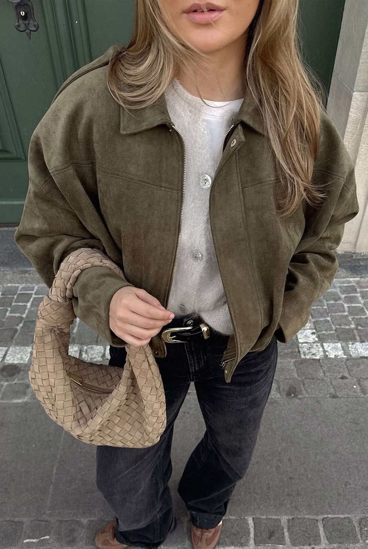 Zelda Suede Bomber Jacket